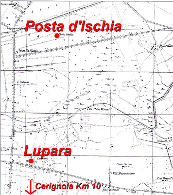In zona Lupara la località Posta d'Ischia dove sono state ritrovate le 10 tombe. (dal volume GIOVANNA PACILIO - GIUSEPPE