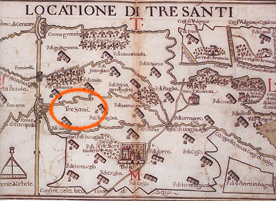 Locazione di Tressanti nell'Atlante delle locazioni (1686).