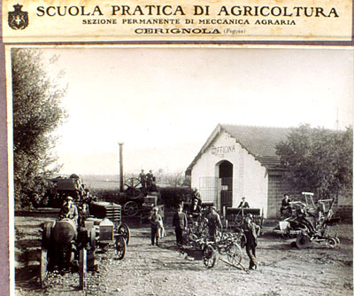 La sezione di meccanica agraria nella Scuola Pratica di Agricoltura (foto d'epoca). (foto Gioacchino Albanese)