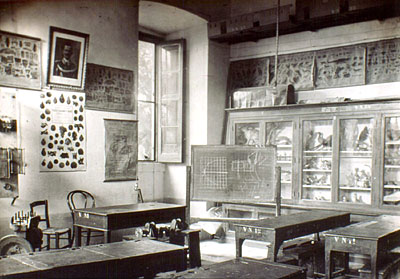 Uno dei laboratori della Scuola Pratica di Agricoltura (foto d'epoca). (foto Gioacchino Albanese)