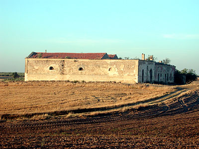 Le finestre del lato posteriore della masseria danno luce ai locali dello stabilimento e al locale opposto utilizzato pe