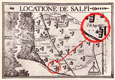 Masseria Lupara raffigurata nell'Atlante delle locazioni (1686) di Antonio e Nunzio Michele di Rovere.