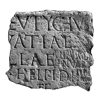 Lastra epigrafica funeraria recante i nomi di liberti e padroni abitanti la masseria di Ripalta in età tardo imperiale r