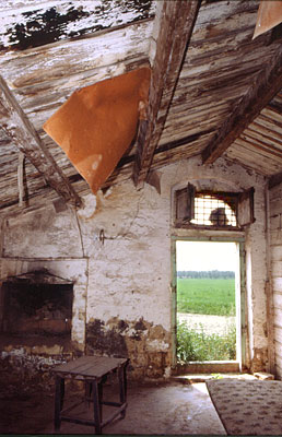 Masseria Mancini: soffitto a capriate in legno di una delle case. (foto Gioacchino Albanese)
