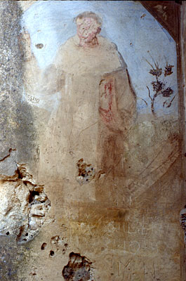 S. Giovanni di Zezza: affresco con la figura di S. Domenico nella vecchia chiesetta. (foto Gioacchino Albanese)