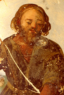 S. Giovanni di Zezza: affresco con la figura di S. Eusebio, nella vecchia chiesetta. (foto Gioacchino Albanese)