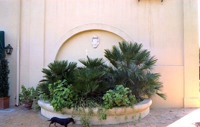 Masseria San Lorenzo: vasca che decora la facciata laterale della masseria. (foto Gioacchino Albanese)
