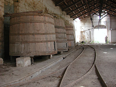Stabilimento S. Marco: interno dello stabilimento. Vecchi tini. (foto Gioacchino Albanese)