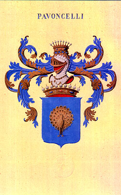 Lo stemma della famiglia dei conti Pavoncelli.