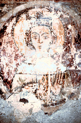 Affreschi del piano terra della Torre. Ritratto di Santa Lucia. (foto Gioacchino Albanese )