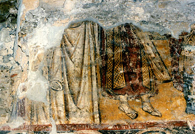 Affreschi del piano terra della Torre. Scena della passione di Cristo: Salita al Calvario. (foto Gioacchino Albanese)