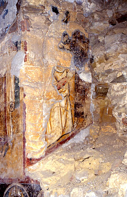 Affreschi del piano terra della Torre. Scena della passione di Cristo: Cristo deriso. (foto Gioacchino Albanese)