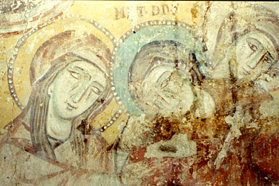 Affreschi del piano terra della Torre. Scena dello svenimento di Maria sorretta da Maria Maddalena e da Maria madre di G