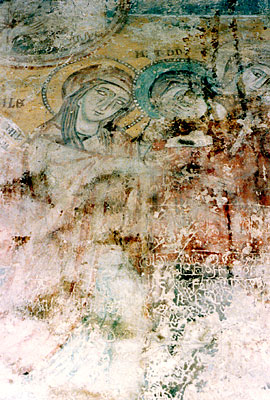 Affreschi del piano terra della Torre. Scena dello svenimento di Maria sorretta da Maria Maddalena e da Maria madre di G