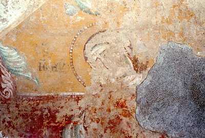 Affreschi del piano terra della Torre. S. Giovanni (particolare). (foto Gioacchino Albanese)