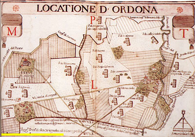 Tavola di locazione con l'indicazione dei tratturi e di quello che da Cerignola portava la Carapelle.