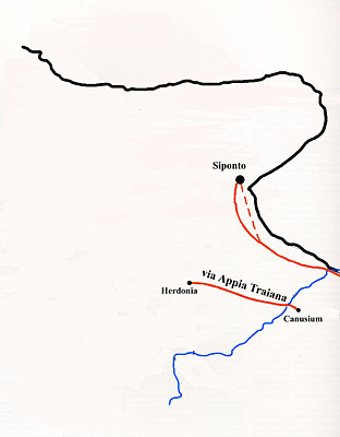 La via Litoranea, che toccava tra l'altro la città di Salapia vetus .